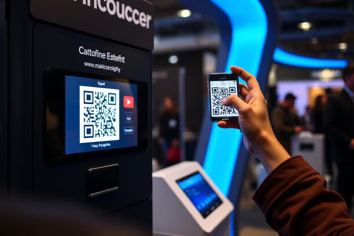 Consumer scanning a branded QR code at an activation booth