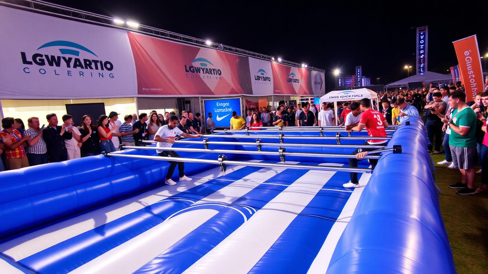 Branded human foosball court at a corporate activation